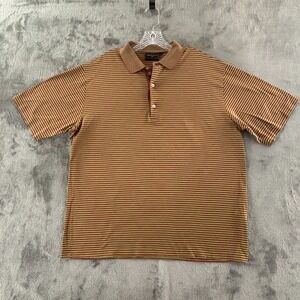 Bobby Jones Golf Polo Mens L Pink Green Stripe Cotton Short Sleeve Shirt Vintage